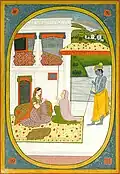 Folio 48 from the Kangra Rasikapriya, school of Purkhu, Kangra, c 1810