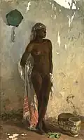 Nude slave with tambourin by Frank Buchser, 1862