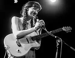 Performing, as Frankie Cosmos, in 2014 with Porches