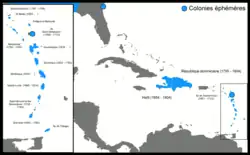 Location of the modern territories of the French West Indies