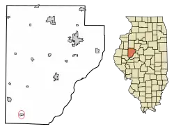 Location of Dunfermline in Fulton County, Illinois.