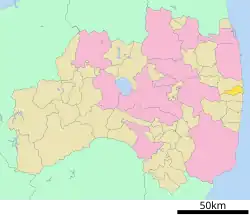 Location of Futaba in Fukushima Prefecture