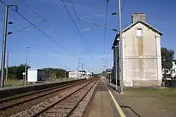 Station platforms and old passenger building.