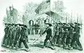 Garibaldi guard wore slouch hats and blue frock coats with red facings