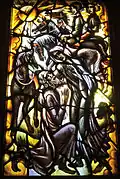 A stained-glass window at the University of Groningen depicting Bernlef and Ludger[7]