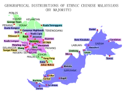 Image 31Geographical distributions of ethnic Chinese Malaysians by majority in each cities or towns: &nbsp;&nbsp;Hokkien &nbsp;&nbsp;Cantonese &nbsp;&nbsp;Hakka &nbsp;&nbsp;Fuzhou &nbsp;&nbsp;Hainanese &nbsp;&nbsp;Teochew &nbsp;&nbsp;Kwongsai &nbsp;&nbsp;Hockchia &nbsp;&nbsp;Undetermined majority (from Malaysian Chinese)