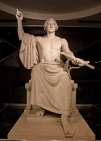 The George Washington statue on display at the National Museum of American History
