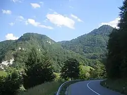 View of hills in Gračnica from the Celje–Zidani Most road passing Veliko Širje