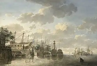 HMS Queen at the King's Dock Woolwich in 1771