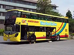 Hato Bus open-top Wright Gemini 3-bodied Scania K410EB in Tokyo