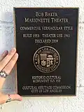 Historical-cultural monument plaque at the original Bob Baker's.