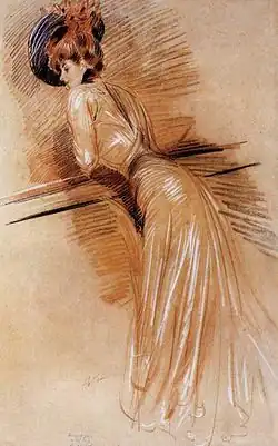 Elegant Woman at the Rail, pastel, 1905