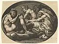 Hercules, Bacchus, Pan, and Saturn(?)