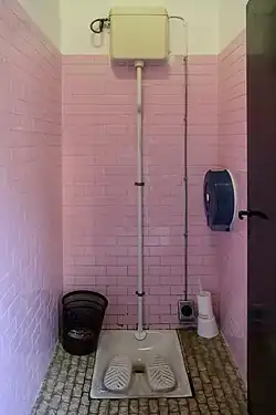 Squat toilet at a train station in Italy