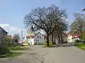 Centre of Hrusice with a bus stop