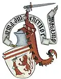 Hrvoje's herceg's coat of arms (as depicted in Hrvoje's Missal) received from Sigismund of Luxembourg.[12]