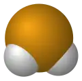 Space-filling model of the hydrogen selenide molecule