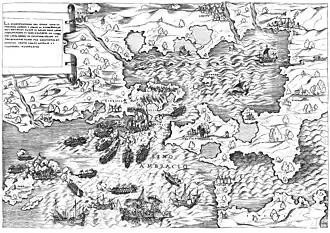 Etching of the Castle of Bouka by Antonio Salamanca, 1540 c.