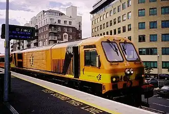 Iarnród Éireann train at Grand Canal Dock station