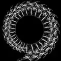 Logo of ilyAIMY, a circular white spine with a black background