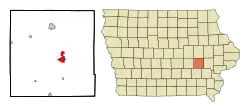 Location of Williamsburg, Iowa