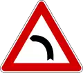 Bend to the left (also used )