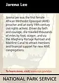 National Park Service panel on Jarena Lee.