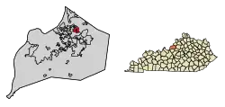 Location of Rolling Hills in Jefferson County, Kentucky