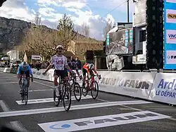 Ayuso winning the four-man sprint to take victory