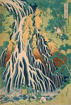 Kirifuri waterfall at Kurokami Mountain in Shimotsuke, from A Tour of Japanese Waterfalls
