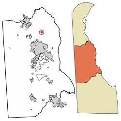 Location of Leipsic in Kent County, Delaware.