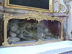The sarcophagus of Saint Clemens at the Parish church of St. Gallus and Ulrich, Kißlegg, Germany.