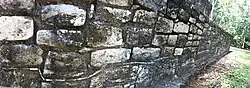 a restoration line indicating where fallen stones had to be replaced