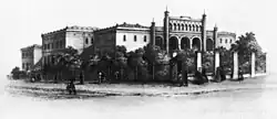 Original appearance of the station building in the 1850s