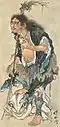 Liu Haichan with small and large toads, (c. 1876) painting by Kawanabe Kyōsai