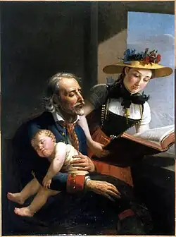 Reading from the Bible, circa 1810, Louviers' Museum