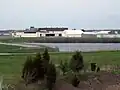 Airport hangars and terminal from Grand River Ave.
