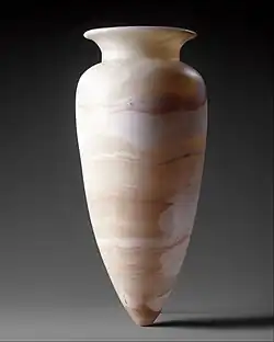 Large travertine high-shouldered jar