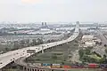 Aerial view of the bridge approach in 2023
