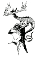Wingless bipedal lindworm as a jousting helmet decoration