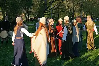Image 29A Lithuanian folklore band Kūlgrinda performing in Vilnius (from Culture of Lithuania)