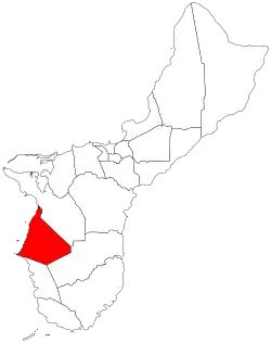 Location of Agat within the Territory of Guam.