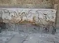 St. Nicholas Cathedral, Famagusta, Cyprus, detail of a late antique lintel used as a seat in front of Loggia Bembo.
