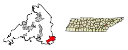Location of Greenback in Loudon/Blount County, Tennessee.