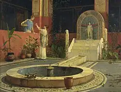 Picking flowers from the courtyard