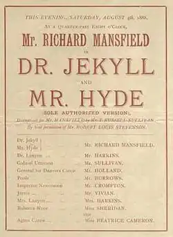 Front page of printed playbill