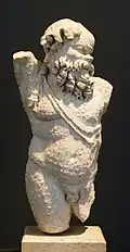 Papposilenus from Via Flavia (villa Spithoever), 1906. Luna marble. Roman copy of 2nd century AD from Hellenistic original of 2nd century BC.[65]
