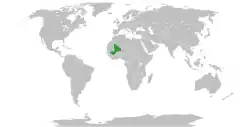 Map indicating locations of Mali and Netherlands