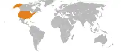 Map indicating locations of Malta and USA