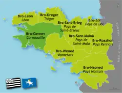 Cornouaille's location within Brittany